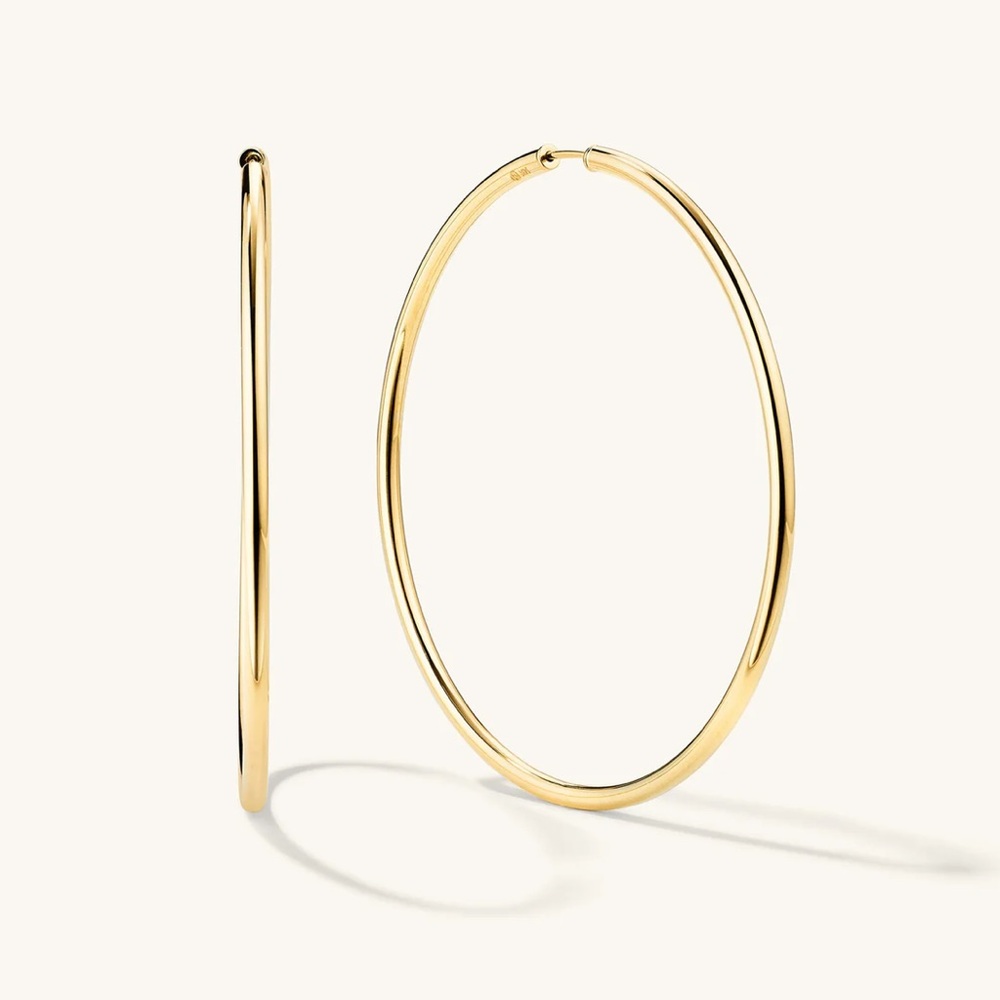 MEJURI |  Oversized Thin Hoops in 14k Yellow Gold